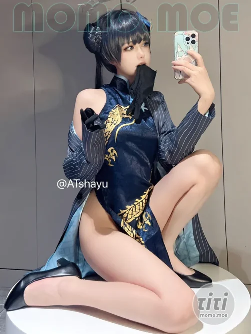 AT鲨 – NO.034 蔚蓝档案 妃咲旗袍 [30P-124M]-丽丝屋