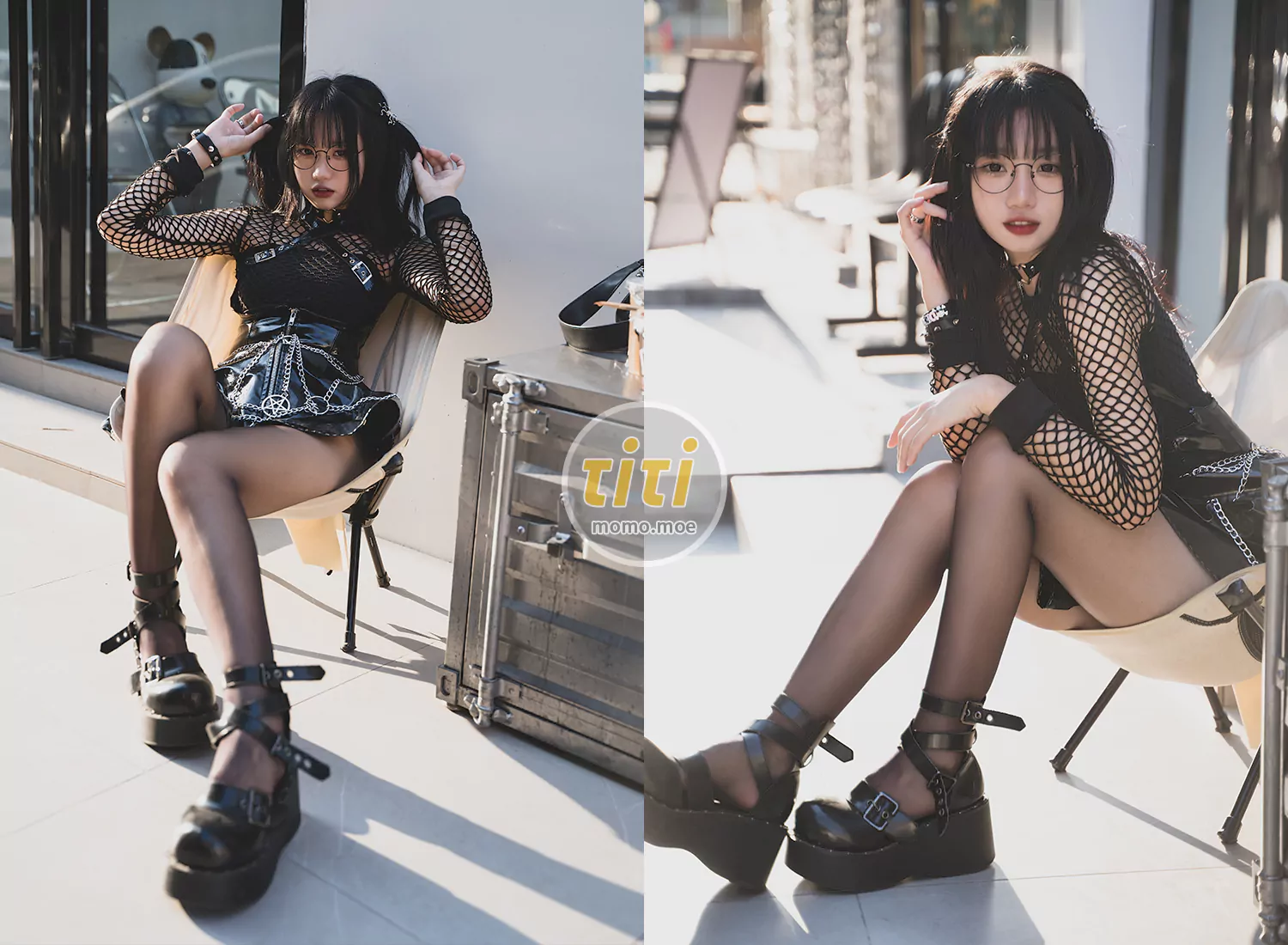 柒柒要乖哦 - NO.22 街拍黑皮裙